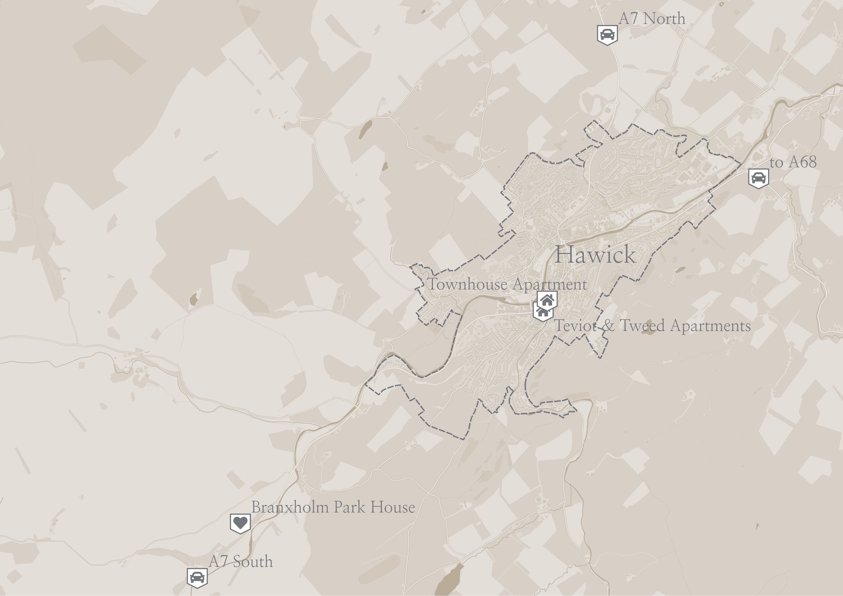 Map showing Branxholm Park House location